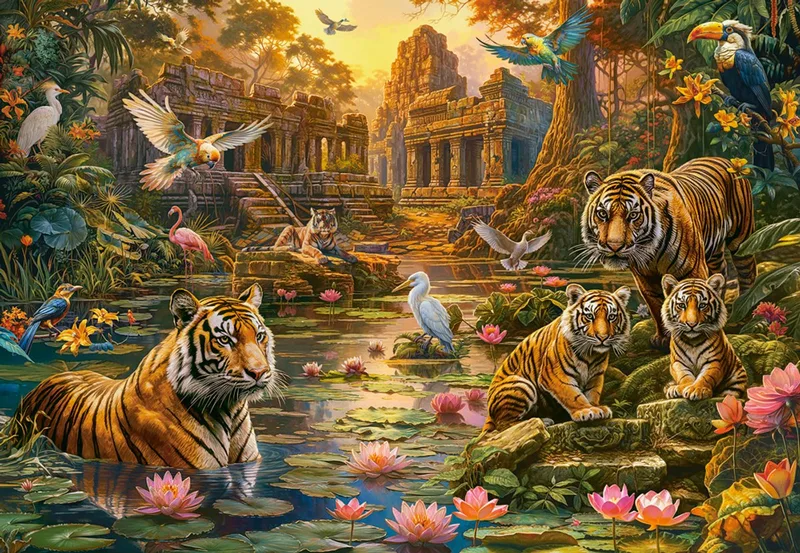 puzzel Tigers Paradise - 1000 stukjes legpuzzel. de Castorland, édition Multicolore – boîte