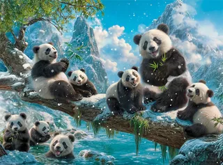 puzzel winterplezier panda's - 2000 stukjes puzzel. from Castorland, Multicolour edition – box 1 of 2