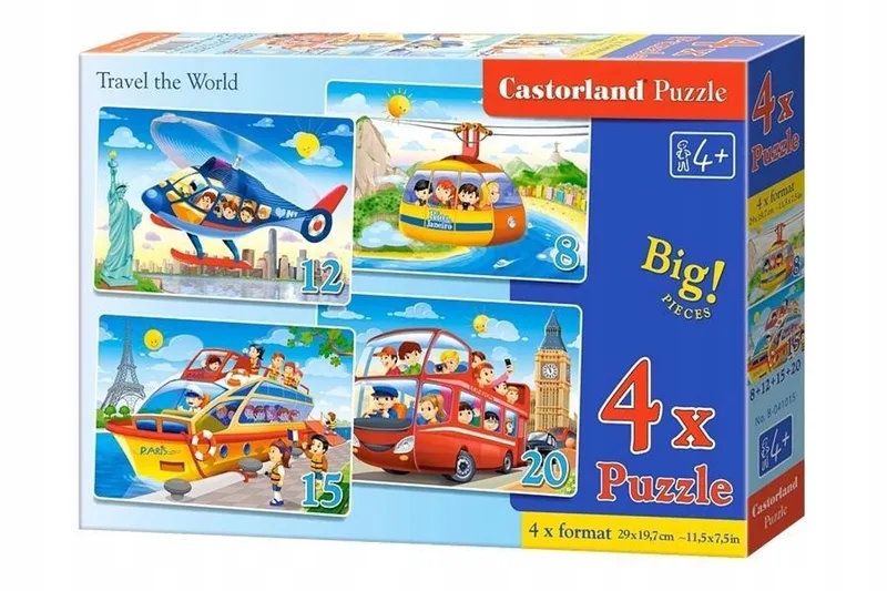Puzzels 'Travel the World' - 4x1 voor Kinderen from Castorland, Multicolour edition – box