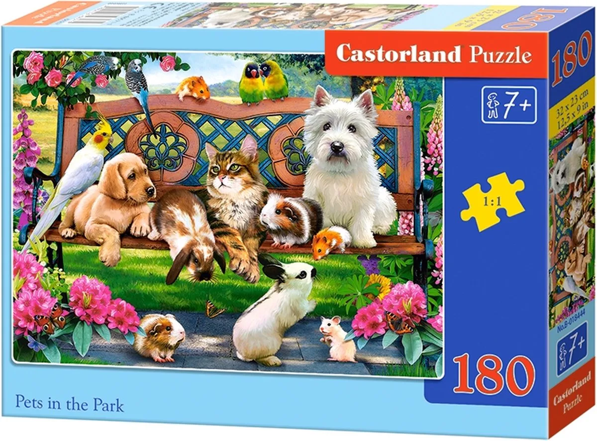 Puzzle 180el. Huisdieren in het park from Castorland, Multi-coloured edition – box