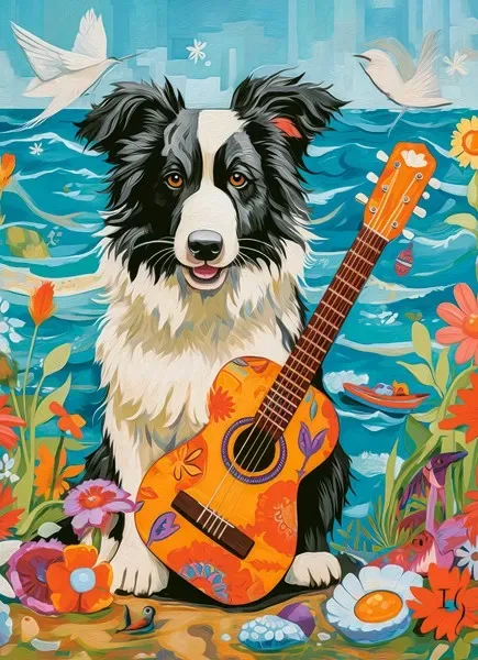 Puzzle Chien, Guitare et Mer - 100 à 149 pièces de Castorland – boîte