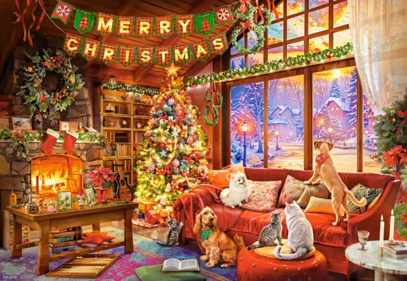 Puzzle Le Soir de Noël avec des Animaux - 1000 pièces de Castorland – boîte