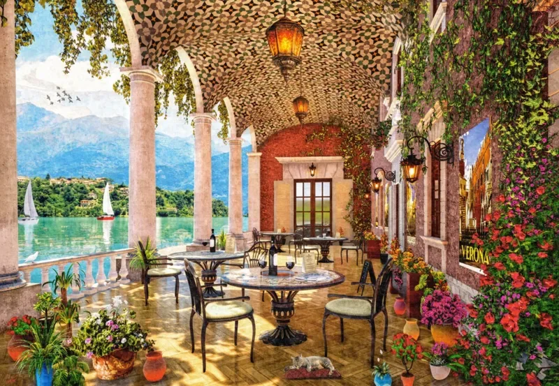 Puzzle Terrasse au Bord du Lac - 1500 pièces de Castorland – boîte