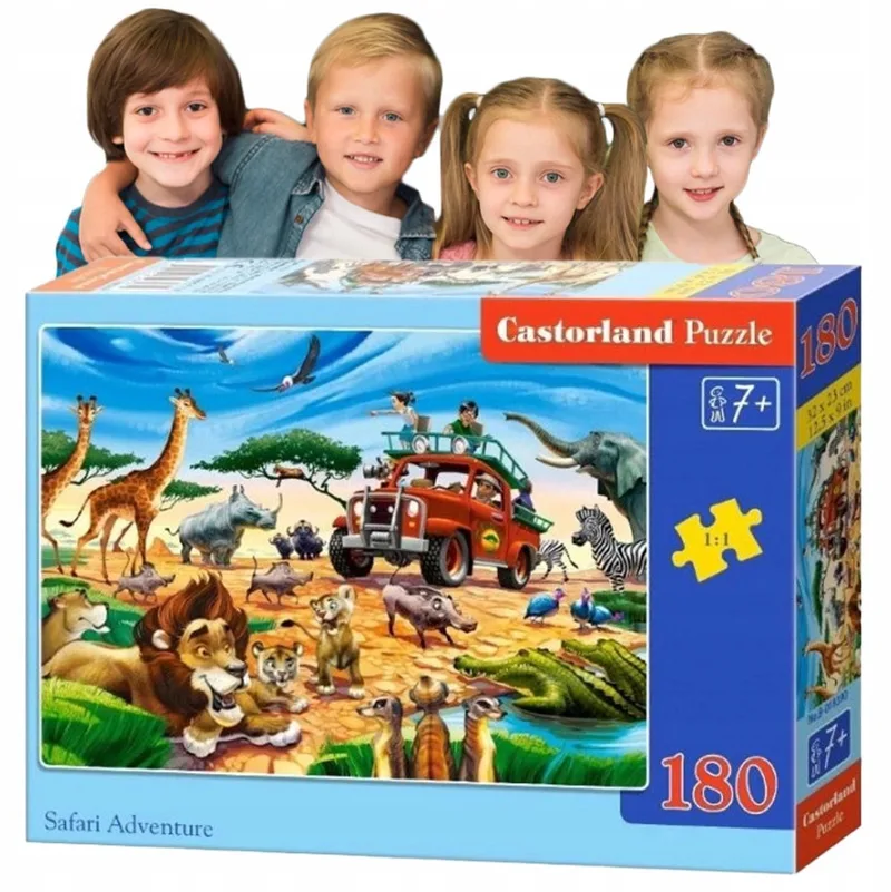Safari Avontuur Puzzel 180 Stukken voor Kinderen vanaf 7 Jaar de Castorland, édition Multicolore – boîte