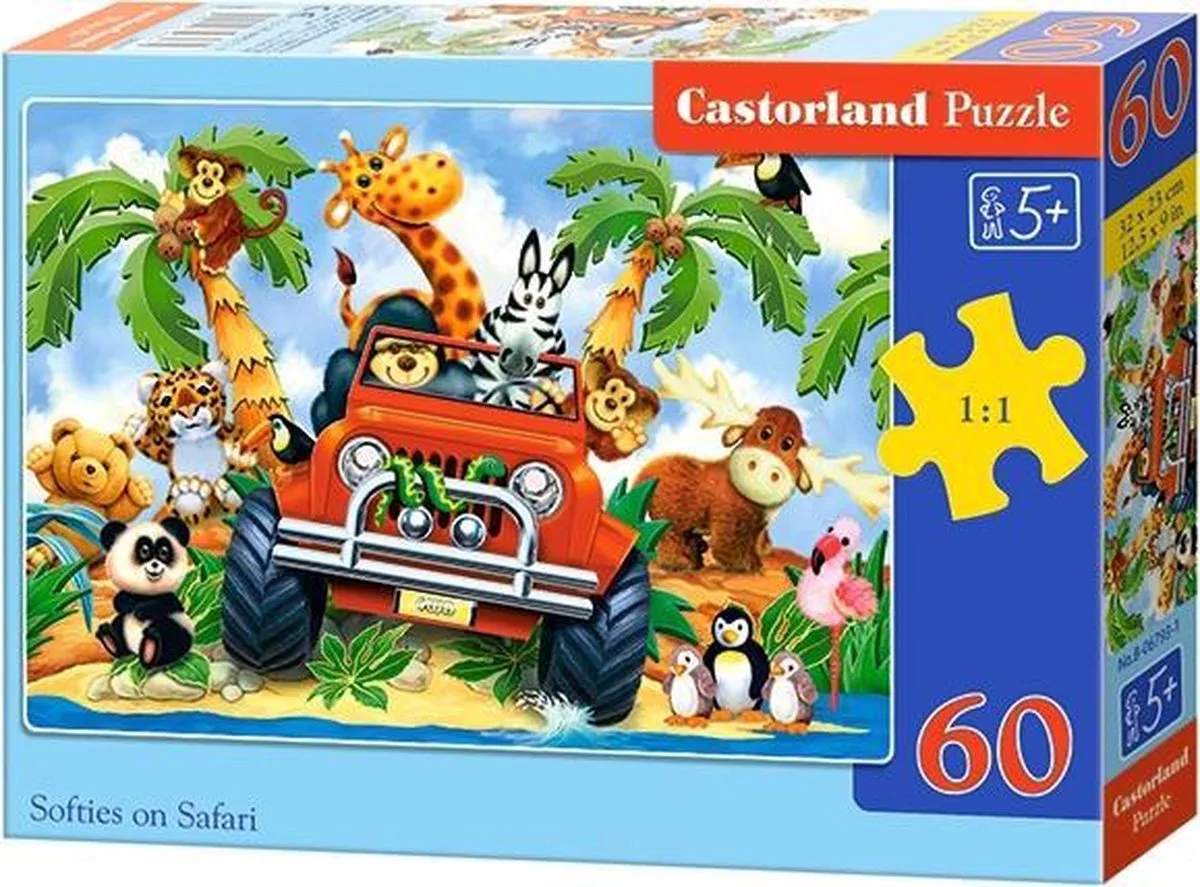 Softies on Safari - 60 stukjes van Castorland, editie Meerkleurig – doos