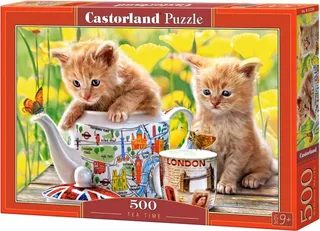 Tea Time – Puzzel – 500 stukjes – Satijnen afwerking – Perfecte pasvorm – Europese kwaliteit de Castorland, édition Tea Time Kittens – boîte 1 sur 2