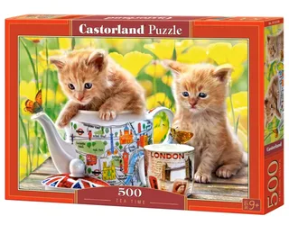 Tea Time – Puzzel – 500 stukjes – Satijnen afwerking – Perfecte pasvorm – Europese kwaliteit de Castorland, édition Tea Time Kittens – boîte 2 sur 2