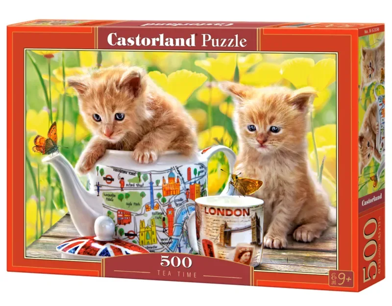 Tea Time – Puzzel – 500 stukjes – Satijnen afwerking – Perfecte pasvorm – Europese kwaliteit de Castorland, édition Tea Time Kittens – boîte 2 sur 2