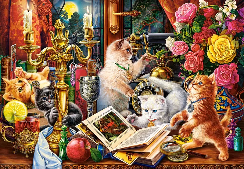 Wizard Kittens Puzzel 1000 Stukjes de Castorland, édition Multicolore – boîte
