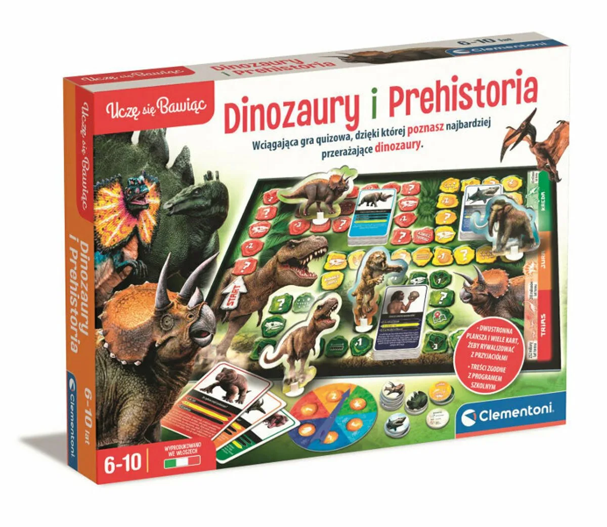 Board Game Quiz Dinosaurs & Prehistory Ice Age Edition Polish Language Clementoni 50804 - UNI von Clementoni – Schachtel