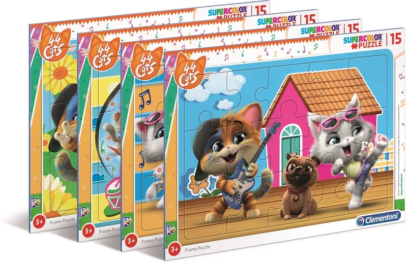 Clementoni - 44 Cool Cats - Kinderpuzzel - 15 Stukjes - Vanaf 3 jaar van Clementoni, editie Meerkleurig – doos