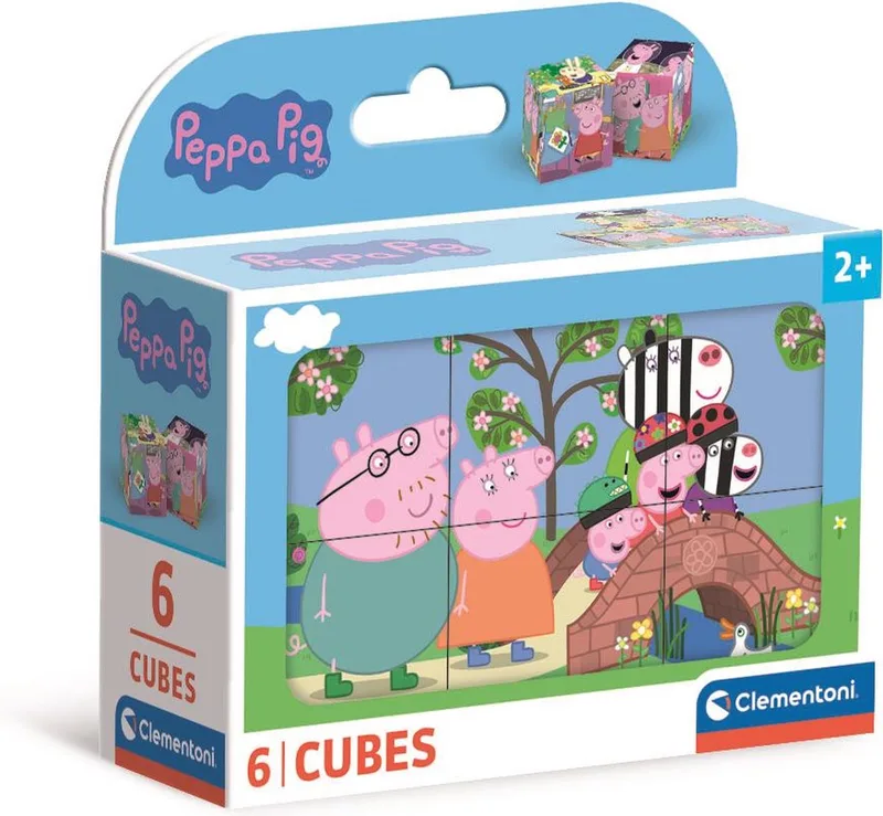 Clementoni - 6 Blokken Puzzel - 6 afbeeldingen - Vanaf 2 jaar de Clementoni, édition Peppa Pig – boîte