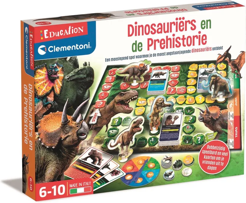 Dinosauriërs en Prehistorie Bordspel - 3 Verschillende Spelmodussen - Dubbelzijdig - Leren over Dinosauriërs - 6-10 jaar from Clementoni, Multikleur edition – box