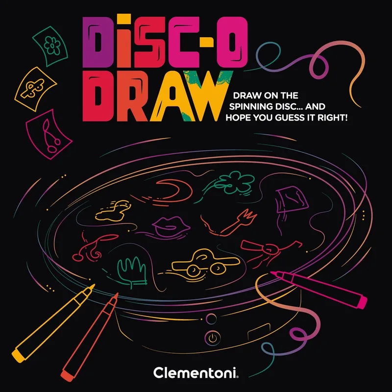Disc-O Draw - Tekenspel en Gezelschapsspel met Draaiend Bord - Tekenen en Raden Spelletje - Party Spel voor Kinderen, Vrienden en Familie from Clementoni – box