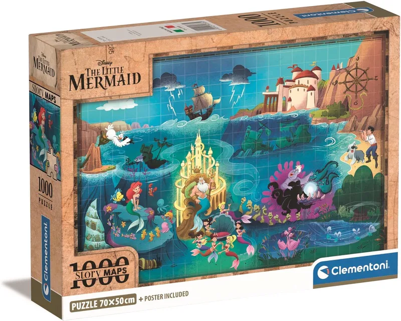 Disney Puzzel - De Kleine Zeemeermin Legpuzzel - 1000 stukjes - 70x50 cm - Voor Volwassenen en Kinderen vanaf 14 jaar van Clementoni, editie Meerkleurig – doos