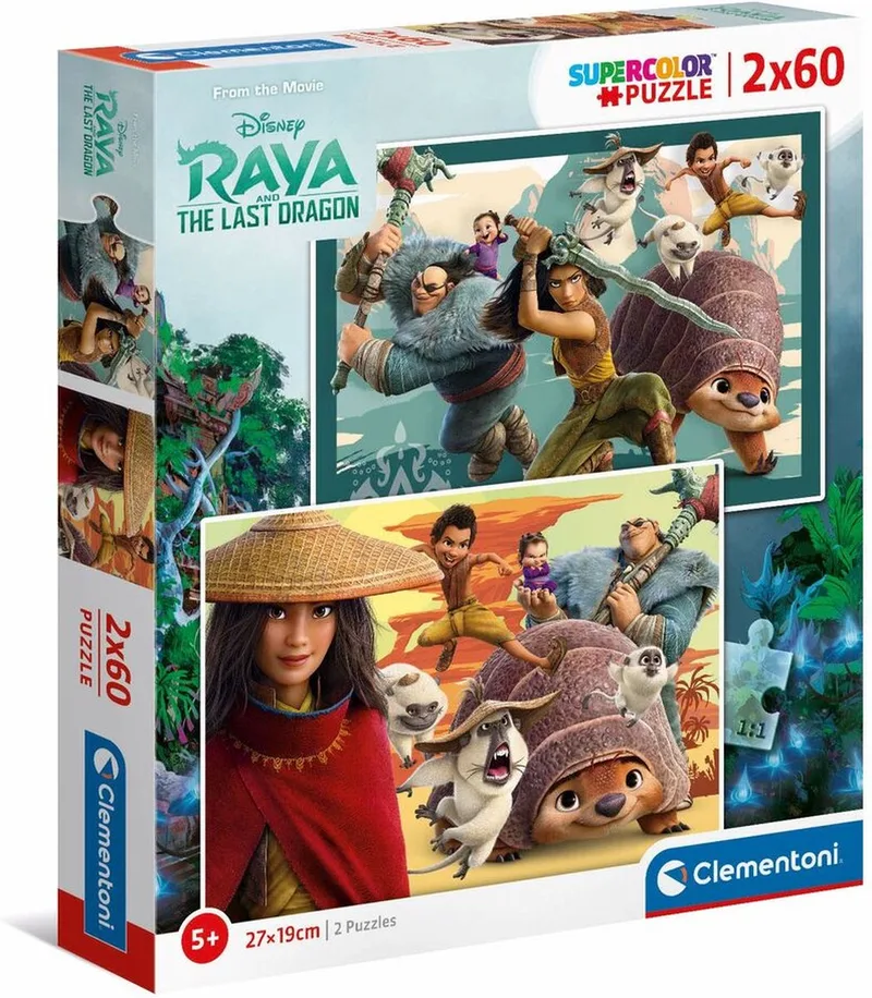 Disney Raya - The Last Dragon - Kinderpuzzel - 27 x 19 cm - 2 Puzzels - 60 Stukjes - Vanaf 5 jaar van Clementoni – doos