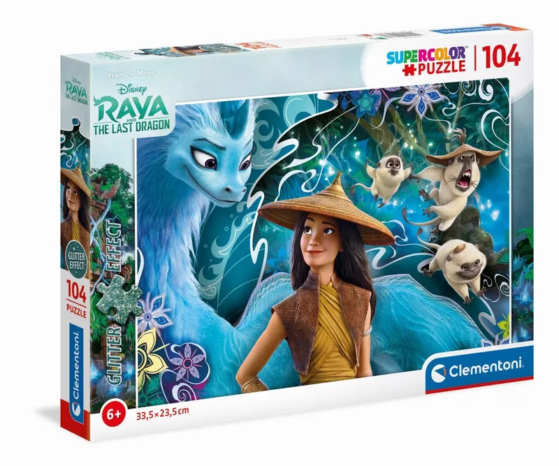 Disney Raya - The Last Dragon - Kinderpuzzel - 33.5 x 23.5 cm - 104 Stukjes - Vanaf 6 jaar van Clementoni, editie Meerkleurig – doos