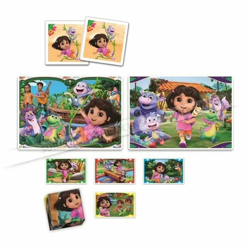 Dora The Explorer - Edukit 4 in 1 spellen - 2 puzzels, blokkenset en memory spel - Vanaf 3 jaar van Clementoni, editie Meerkleurig – doos 6 van 6
