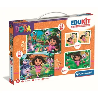 Dora The Explorer - Edukit 4 in 1 spellen - 2 puzzels, blokkenset en memory spel - Vanaf 3 jaar van Clementoni, editie Meerkleurig – doos 2 van 6