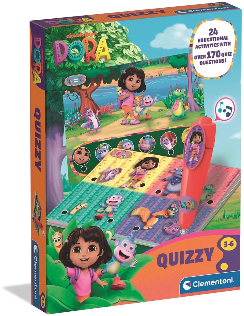 Dora the Explorer Quizzy - Educatief Spel - Met Interactieve Pen - 170+ Educatieve Quizzen - 3-6 jaar from Clementoni, Multikleur edition – box