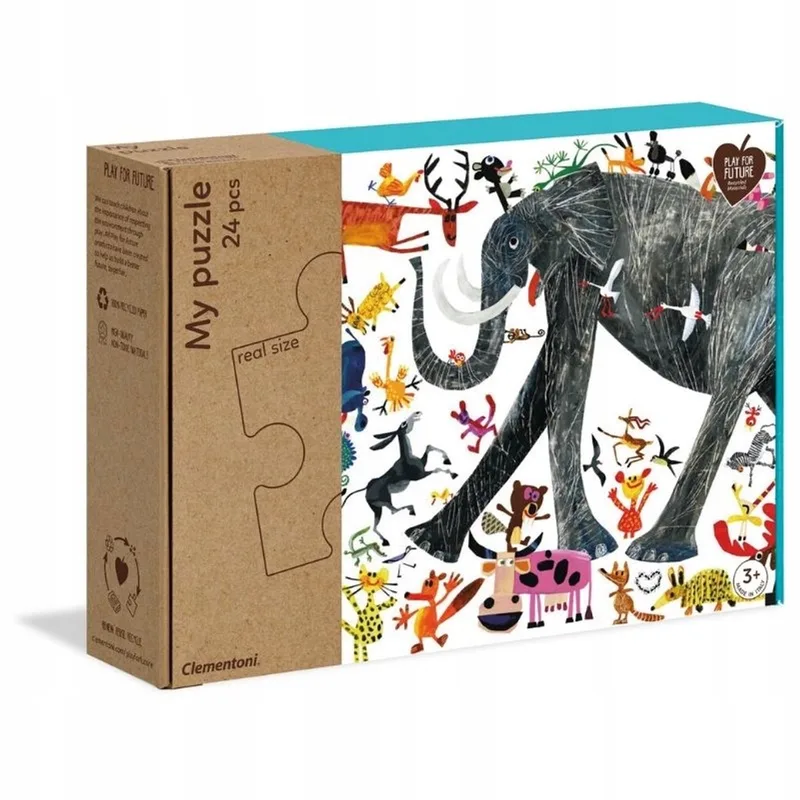 Eco Puzzel Dieren - 24 Grote Stukjes voor Kinderen vanaf 3 jaar van Clementoni, editie Meerkleurig – doos