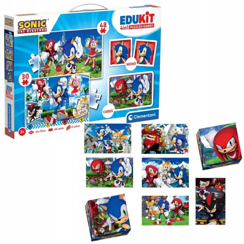 Educatieve Sonic Speelgoedset: Puzzels, Memo & Blokken voor Kinderen from Clementoni, Multicolour edition – box