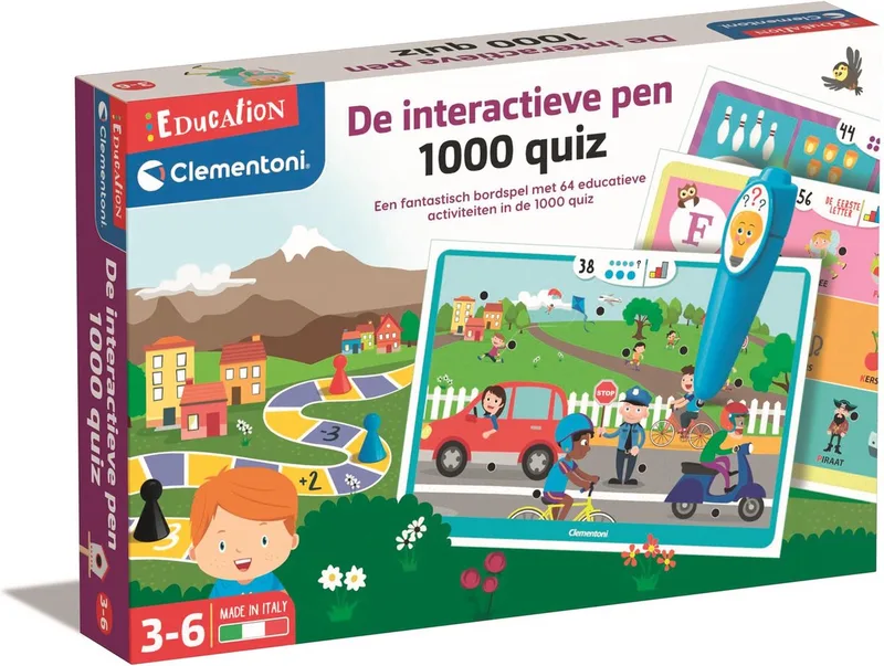 Education Clementoni - Interactieve Pen 1000 Quiz - Met Bordspel - Educatief Speelgoed 3-6 Jaar von Clementoni, Ausgabe Multi Kleur – Schachtel