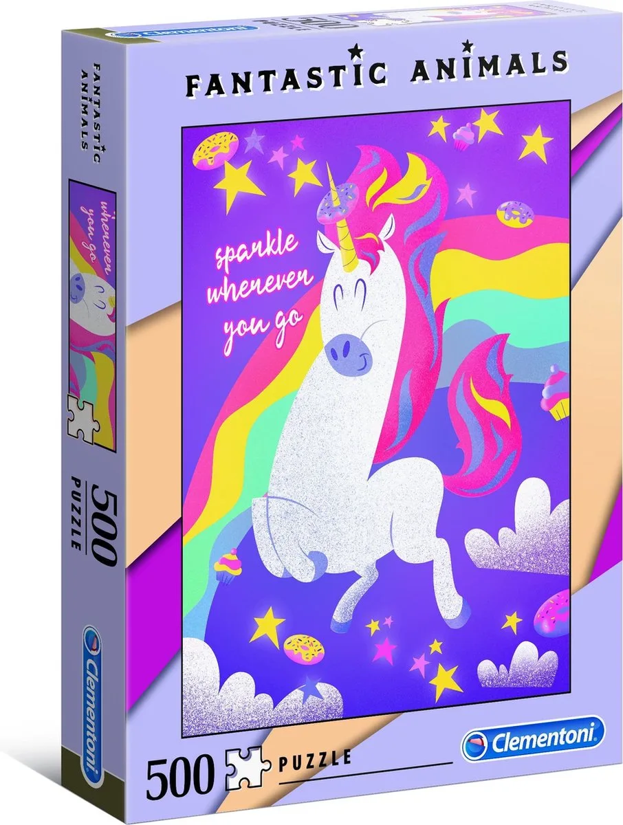 Fantastic Animals puzzel - Unicorn - 500 stukjes, puzzel volwassenen de Clementoni, édition Multi kleur – boîte