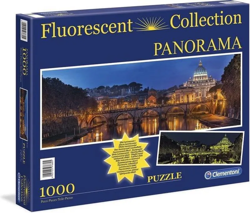 Fluoriscerende Panorama Puzzel - Rome - 1000 Stukjes van Clementoni, editie Meerkleurig – doos