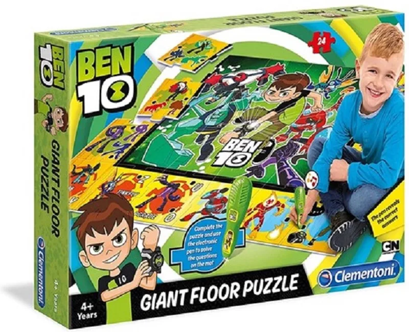 Grote vloerpuzzel BEN10 - met electrische pen - 24 grote stukken met opdrachten van Clementoni, editie Mix – doos