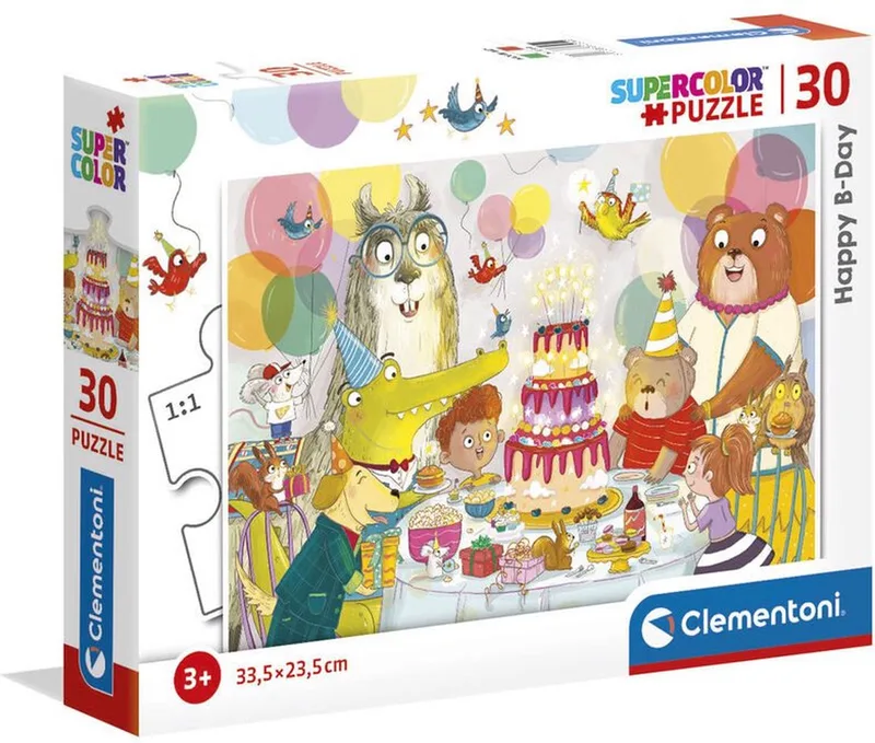 Happy B-Day - Kinderpuzzel - 33.5 x 23.5 cm - 30 Stukjes - Vanaf 3 jaar van Clementoni, editie Meerkleurig – doos