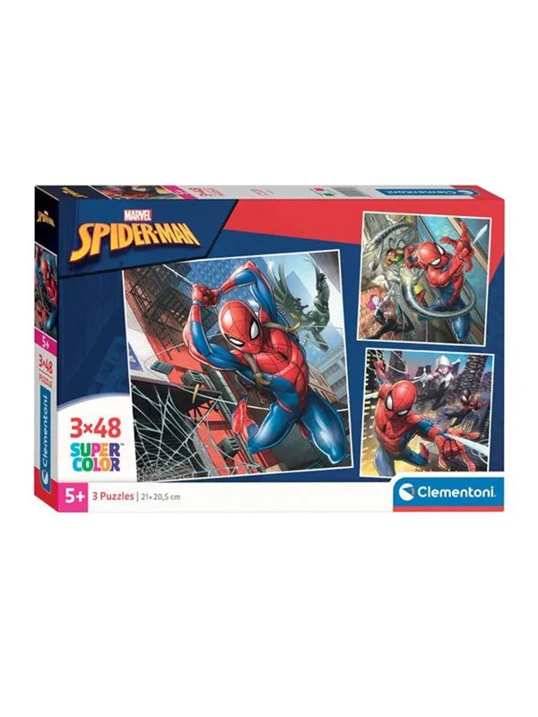 Jigsaw Puzzle Super Color Square Marvel Spiderman 3x48pcs. 2D Puzzels from Clementoni – box