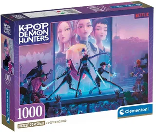 K-Pop Demon Hunters Puzzel 1000 Stukjes van Clementoni Compact - Kpop Huntrix Legpuzzel - K Pop Hobby Cadeau voor Kinderen vanaf 6 Jaar von Clementoni, Ausgabe Neon – Schachtel 1 von 5