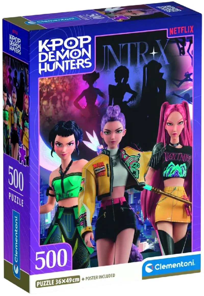 K-Pop Demon Hunters Puzzel 500 Stukjes van Clementoni Compact - Kpop Huntrix Legpuzzel voor Kinderen - K Pop Hobby Cadeau vanaf 6 Jaar von Clementoni, Ausgabe Mehrfarbig – Schachtel