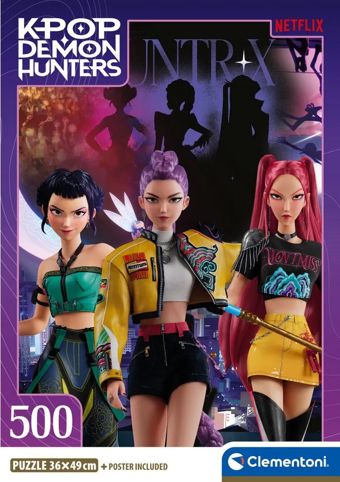 K-Pop Demon Hunters Puzzel 500 Stukjes van Clementoni Compact - Kpop Huntrix Legpuzzel voor Kinderen - K Pop Hobby Cadeau vanaf 6 Jaar from Clementoni, Multicolour edition – box 3 of 4