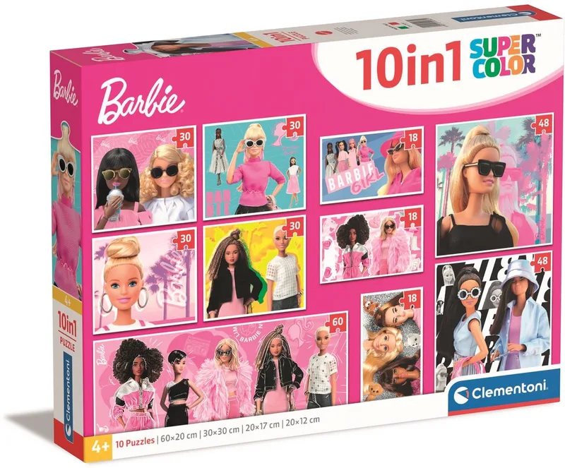Kinderpuzzel 10 in 1 - Barbie - Diverse Afbeeldingen - Vanaf 4 Jaar van Clementoni, editie Meerkleurig – doos