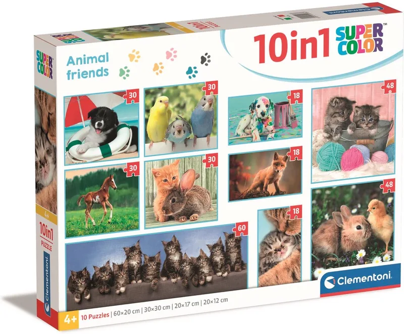 Kinderpuzzel 10 in 1 - Diverse Huisdieren - Puzzels van 18, 30, 48 en 60 Stukjes - Geschikt Vanaf 4 Jaar von Clementoni, Ausgabe Mehrfarbig – Schachtel
