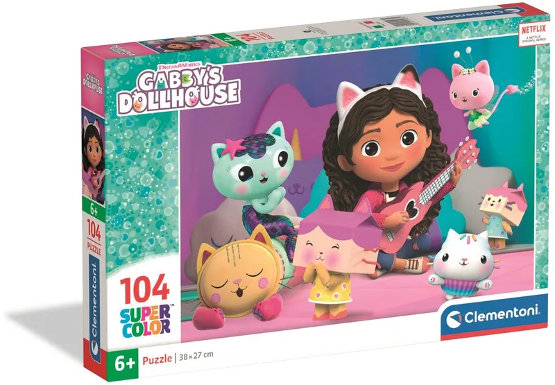 Kinderpuzzel - 104 Stukjes - Gabby's Dollhouse - Vrolijke Kleuren en Personages - Vanaf 6 Jaar fra Clementoni, Flerfarvet-udgave – æske