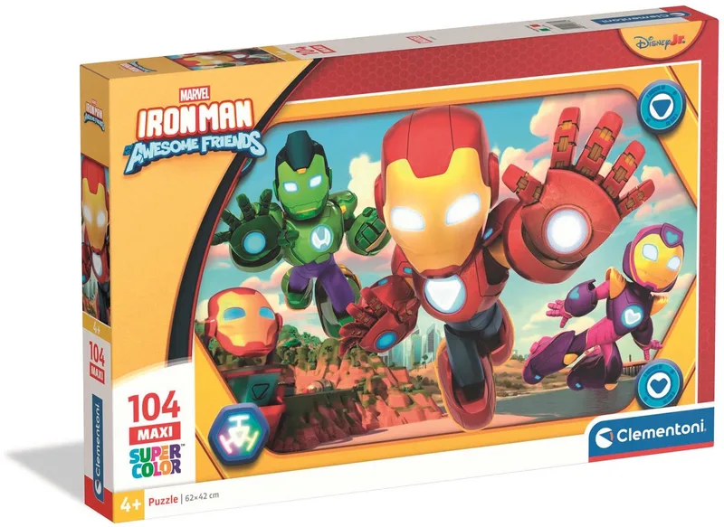 Kinderpuzzel - 104 Stukjes - Ironman and his Awesome Friends - Vanaf 4 jaar from Clementoni, Multicolour edition – box