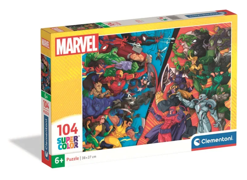 Kinderpuzzel - 104 Stukjes - Marvel Helden vs Schurken - Puzzel Vanaf 6 Jaar van Clementoni, editie Meerkleurig – doos 2 van 2