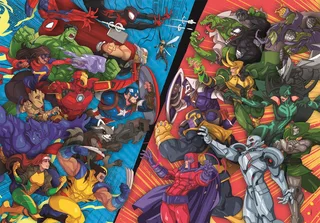 Kinderpuzzel - 104 Stukjes - Marvel Helden vs Schurken - Puzzel Vanaf 6 Jaar van Clementoni, editie Meerkleurig – doos 1 van 2