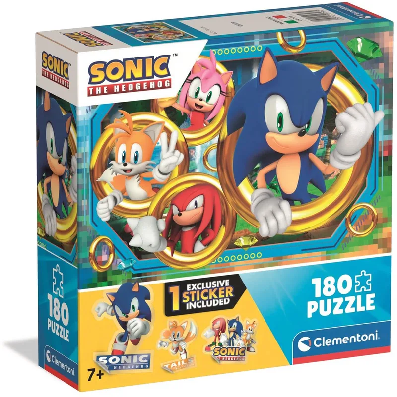 Kinderpuzzel - 180 Stukjes - Sonic - Puzzel Vanaf 7 Jaar van Clementoni, editie Meerkleurig – doos