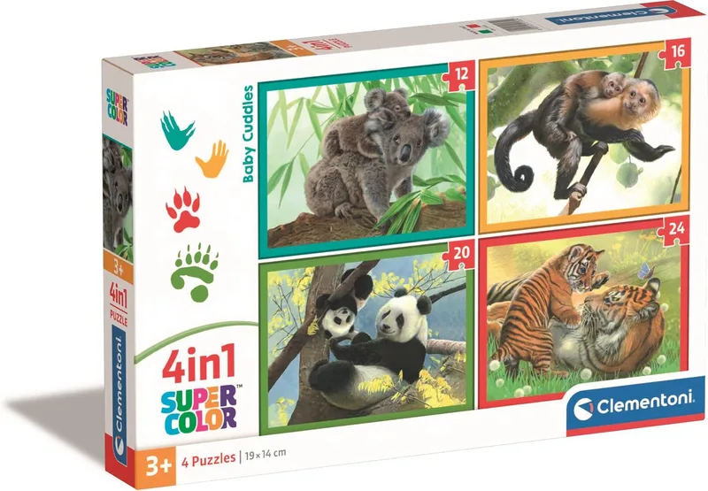 Kinderpuzzel 4 in 1 - Baby Dieren - Puzzels vanaf 3 jaar de Clementoni, édition Multicolore – boîte