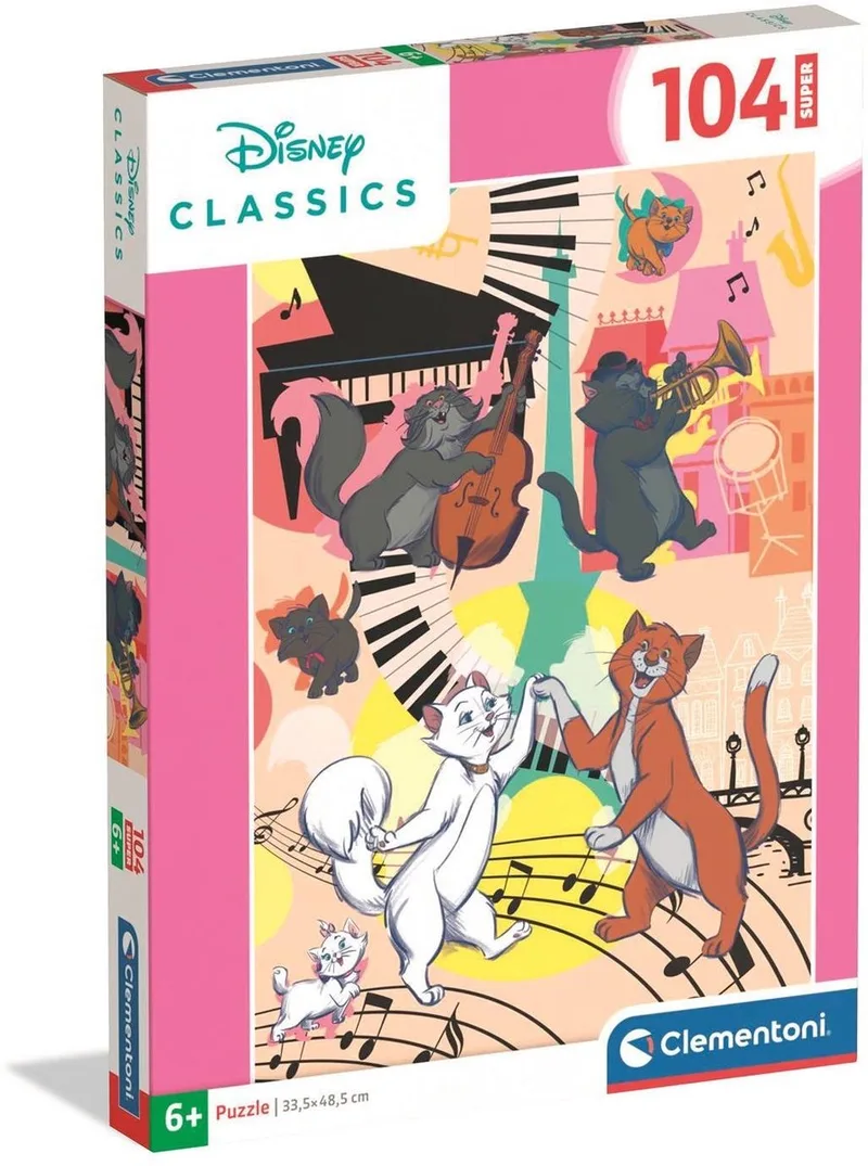 Kinderpuzzel Disney Aristocats - Puzzel 104 Stukjes - Supercolor Collectie - Legpuzzel voor je Kind - Puzzels voor Kinderen vanaf 6 Jaar van Clementoni, editie Meerkleurig – doos