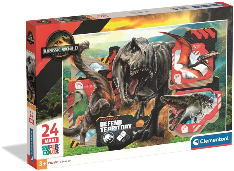 Kinderpuzzel Jurassic World - Puzzel 24 Maxi Stukjes - Legpuzzel voor je Kind - Educatief Speelgoed - Puzzels voor Kinderen vanaf 3 Jaar van Clementoni, editie Meerkleurig – doos