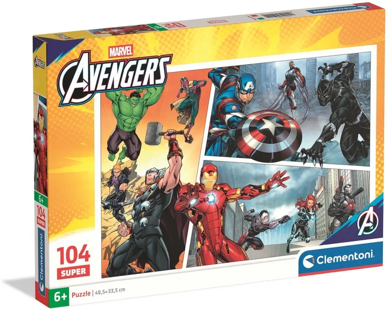 Kinderpuzzel Marvel Avengers - Puzzel 104 Stukjes - Supercolor Collectie - Legpuzzel voor je Kind - Puzzels voor Kinderen vanaf 6 Jaar van Clementoni, editie Meerkleurig – doos