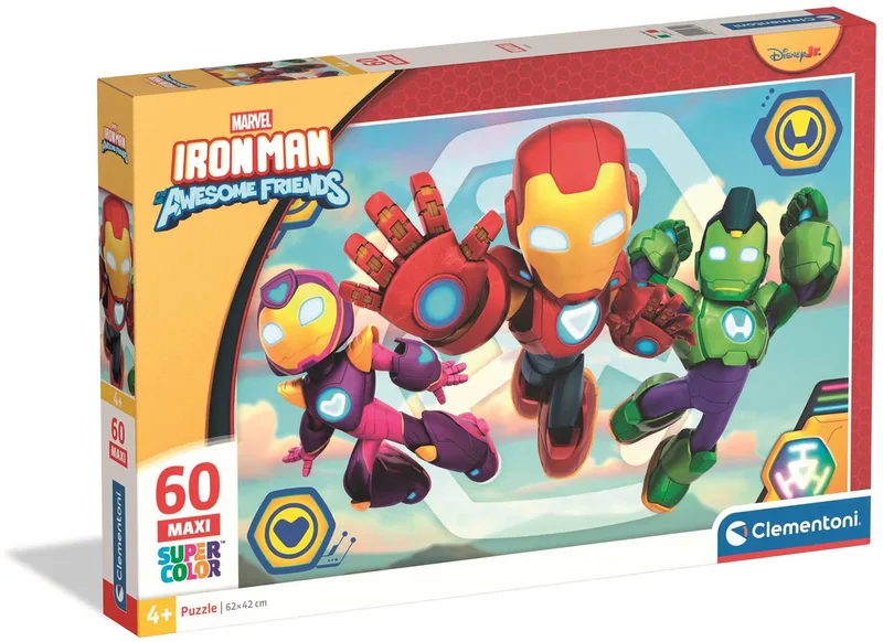 Kinderpuzzel Marvel Iron Man - Puzzel 60 Maxi Stukjes - Legpuzzel voor je Kind - Educatief Speelgoed - Puzzels voor Kinderen vanaf 4 Jaar van Clementoni, editie Meerkleurig – doos