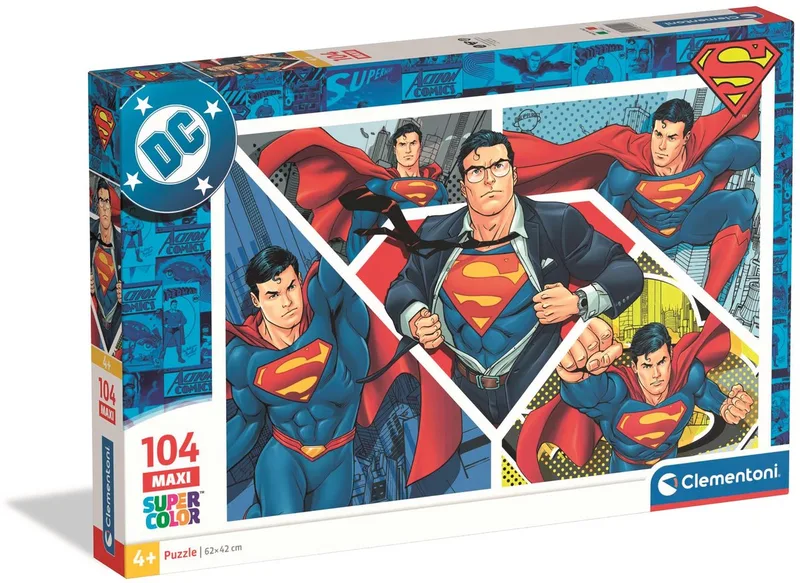 le Puzzle européen Made in Italie Puzzle Pièces XXL - Superman - 100 à 149 pièces de Clementoni, édition Multicolore – boîte