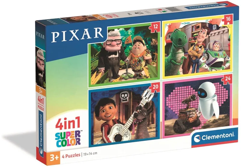 Kinderpuzzels 4-in-1 Disney Pixar - 4 Puzzels 12 tot 24 Stukjes - Puzzel en Legpuzzel Set - Educatief Speelgoed voor Kinderen vanaf 3 Jaar fra Clementoni, Flerfarvet-udgave – æske