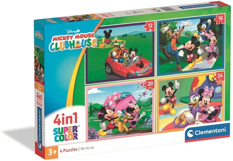 Kinderpuzzels 4-in-1 Mickey Mouse Club House - 4 Puzzels 12 tot 24 Stukjes - Puzzel en Legpuzzel Set - Speelgoed voor Kinderen vanaf 3 Jaar van Clementoni, editie Meerkleurig – doos 1 van 5
